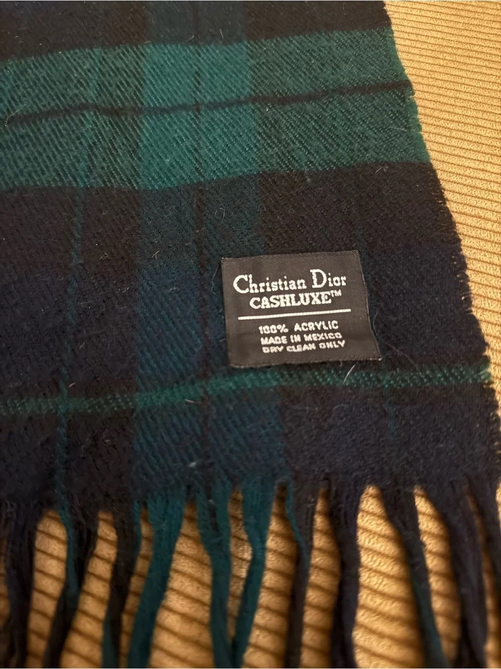Christian Dior CashLuxe Plaid Acrylic Scarf Wrap